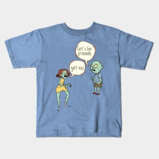 Get Off, Let's Be Friend, Zombie Couple Design Kids T-Shirt